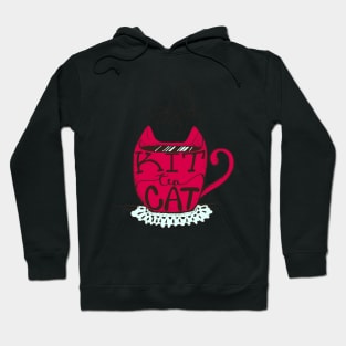 Kitty Cat - Tea Lover Lettering Art - Visual Pun - Mug - Red and Light Green Hoodie